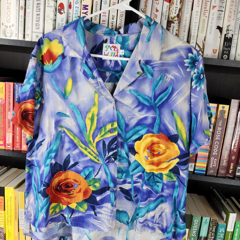 Vintage Jams World Floral Two-Piece Set Velvet Rose Print Size Large - Picture 2 of 8